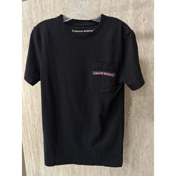 Chrome Hearts Black Graphic Tee W/ Pocket & Smile Design Back - Picture 1 of 15